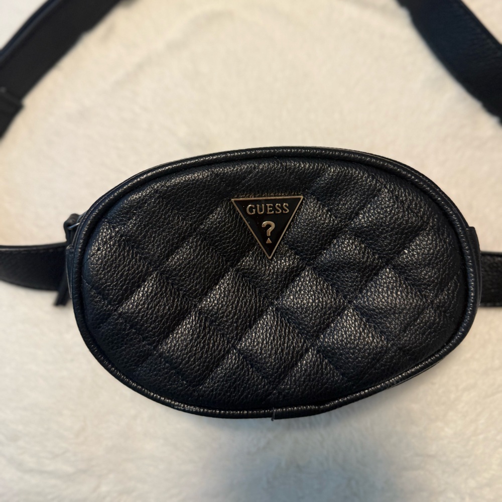 Guess Quilted Black Belt Bag